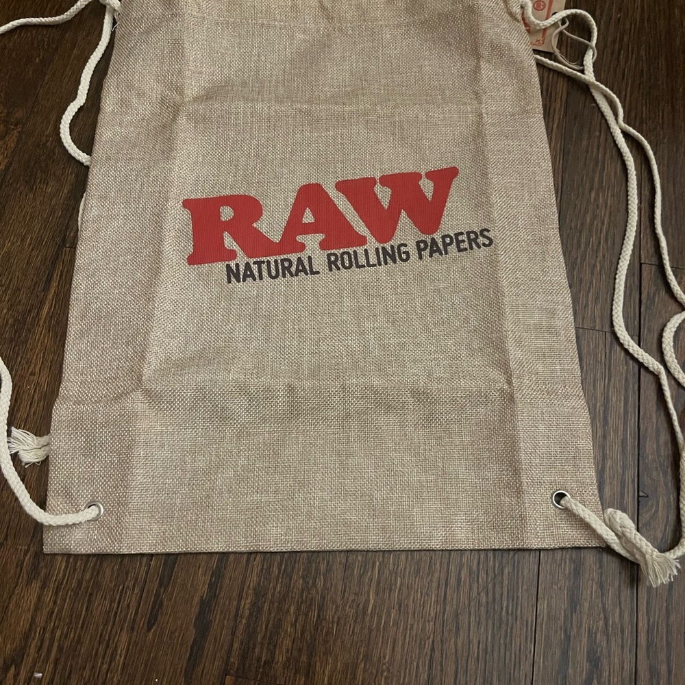 Tan Raw Drawstring Bag